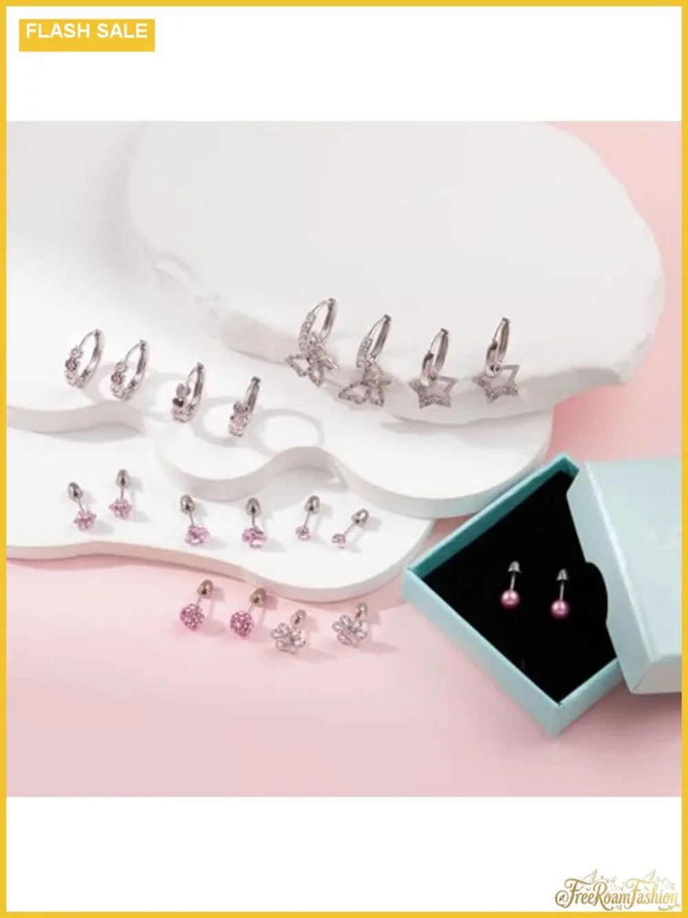 10 Pairs Hypoallergenic Stainless Steel Screw Back Stud Hoop Dangle Earrings Set